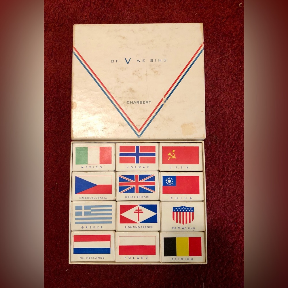 Vintage WWII Box of 12 Soap Bars, Allied Flags, Unused